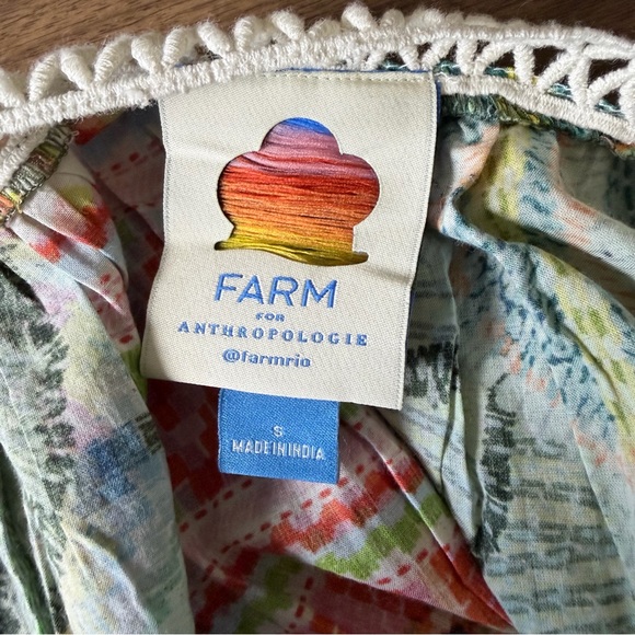 Farm Rio Anthropologie Lace Inset Peasant Blouse Tropical Print Small - Picture 8 of 11